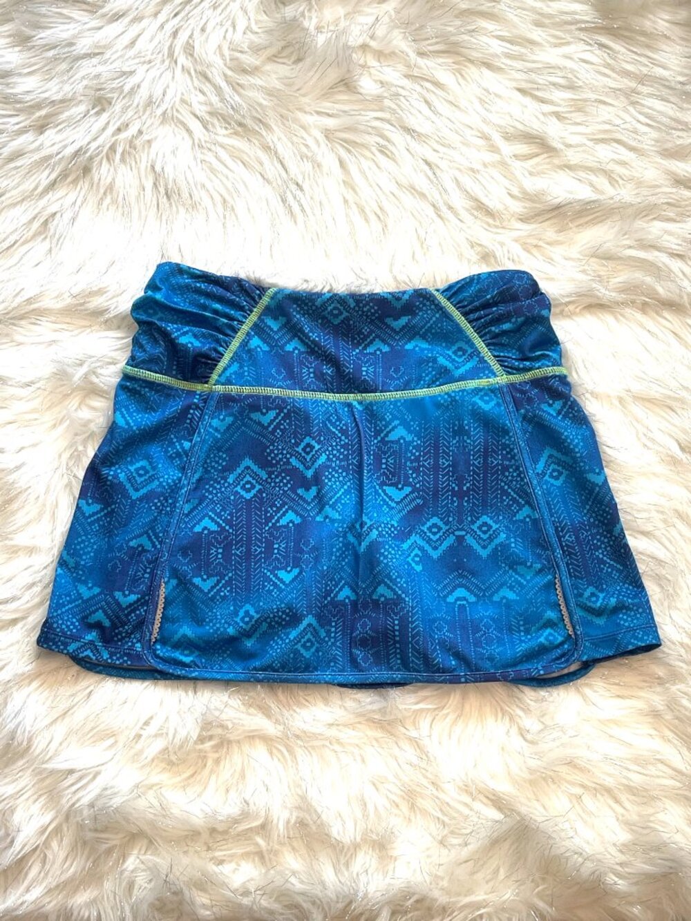 Athleta Sprint Skort Cobalt Blue Aztec Tribal Pattern Skirt Shorts Small